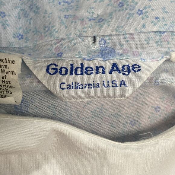 Vintage Golden Age Formal Dress Size 8 Blue & White Ruffled Lace Round Tiered - Picture 7 of 12